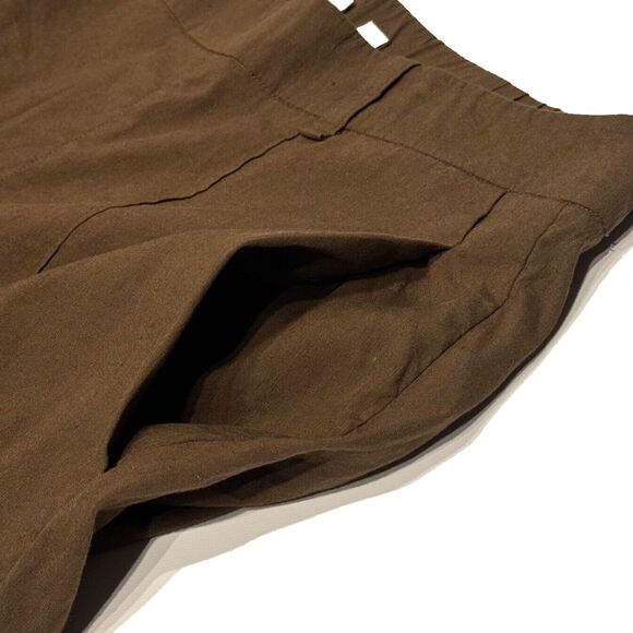 Vince Linen High Waist Pants Brown Pull On Pockets Women's Size XL - Picture 13 of 13